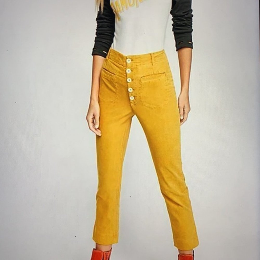 Free People If You Love Something Button Fly Corduroy Pants